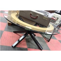 SHOWHOME WOOD AND GLASS ROUND COFFEE TABLE