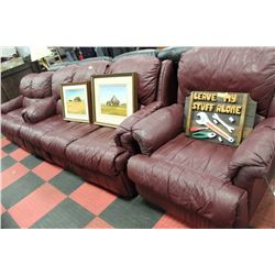 LEATHER LOVE SEAT/ SOFA/ ROCKING CHAIR (RECLINES)
