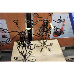 BLACK WROUGHT IRON CANDLE HOLDERS X2