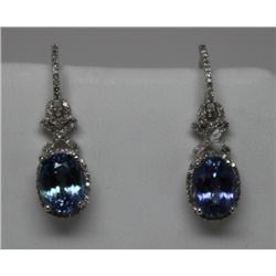14KT GOLD TANZANITE & DIAMOND EARRINGS