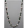 Image 1 : 14KT GOLD EMERALD (14.5ct) & PEARL NECKLACE
