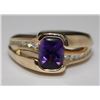 Image 1 : 14KT GOLD AMETHYST & DIAMOND RING