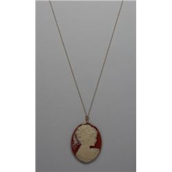 14KT GOLD CAMEO PENDANT NECKLACE