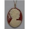 Image 2 : 14KT GOLD CAMEO PENDANT NECKLACE
