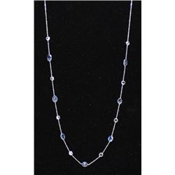 14KT GOLD BLUE & WHITE SAPPHIRE NECKLACE