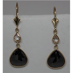 14KT GOLD BLACK DIAMOND & WHITE DIAMOND EARRINGS
