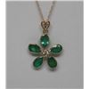 Image 2 : 14KT GOLD EMERALD & DIAMOND PENDANT NECKLACE