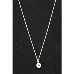 14KT GOLD TANZANITE & DIAMOND PENDANT NECKLACE