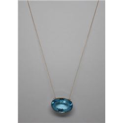 14KT GOLD BLUE TOPAZ PENDANT NECKLACE