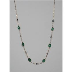 10KT GOLD EMERALD(4.9ct) & SAPPHIRE(1ct) NECKLACE
