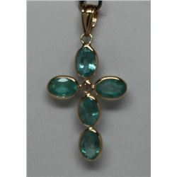 14KT GOLD EMERALD & DIAMOND PENDANT