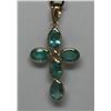 Image 1 : 14KT GOLD EMERALD & DIAMOND PENDANT