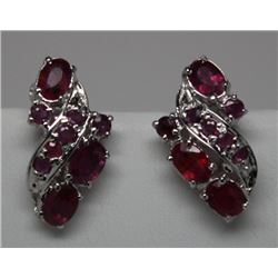STERLING SILVER RUBY(1.5ct) EARRINGS