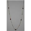 Image 1 : 10KT GOLD GARNET & WHITE QUARTZ NECKLACE