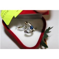 SILVER RING W/BLUE STONE
