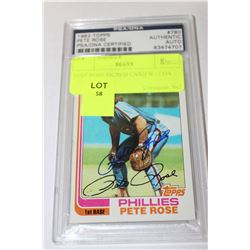PETE ROSE SIGNED CARD W / COA