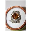Image 1 : SILVER RING W/BEIGE PENDANT