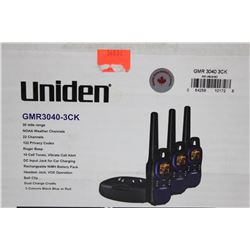 UNIDEN SET OF THREE WIRELESS 2 WAY RADIOS