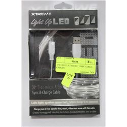 3FT LED FLAT MICRO USB CHARGE CABLES