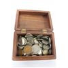 Image 1 : HAND CARVED BOX W/ COLLECTION WORLD COINS
