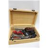 Image 1 : LARGE WOOD BOX W/ LOTS OF KNIVES
