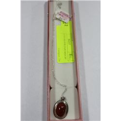 STERLING 925 SILVER JADE RED 20" LONG
