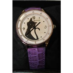 BAISDN WOMENS WATCH CAT FACE PURPLE STRAP