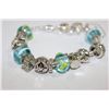 Image 1 : CHARM BRACELET BLUE GREEN STONES 925 SILVER