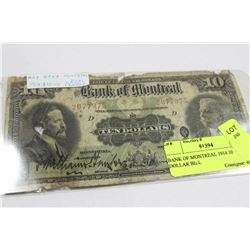 BANK OF MONTREAL 1914 10 DOLLAR BILL