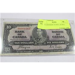 1937 CANADIAN 10 DOLLAR BILL