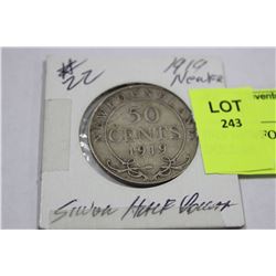 1919 NEWFOUNDLAND SILVER HALF DOLLAR