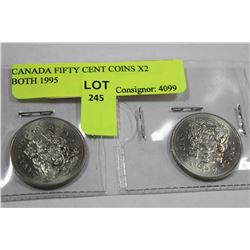 CANADA FIFTY CENT COINS X2 BOTH 1995