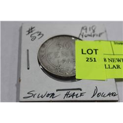 1918 NEWFOUNDLAND SILVER HALF DOLLAR