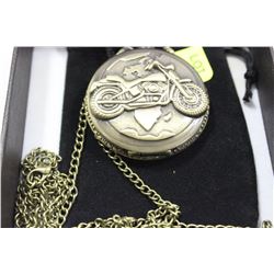 BRONZE POCKET WATCH MOTORCYCLE IMAGE