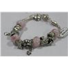 Image 1 : 925 SILVER CHARM BRACELET PINK STONES