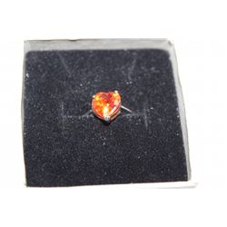 SERLING SILVER HEART RING ORANGE