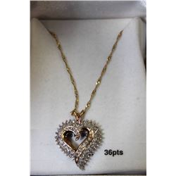 10 KT GOLD DIAMOND HEART PENDANT W CHAIN