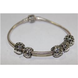 AUTHENTIC PANDORA SILVER BRACELET W/ 3 CHARMS