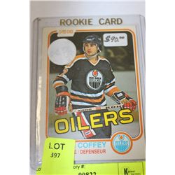 1981 O-PEE-CHEE PAUL COFFEE ROOKIE CARD