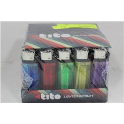 CASE OF 50 TITO TRANSPARENT LIGHTERS