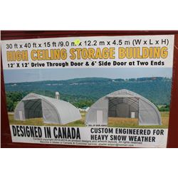NEW 30 X 40 X15 HIGH CEILING STORAGE BUILDING