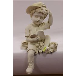 MIRRORED PLANT STAND SOLD W BOY STATUETTE