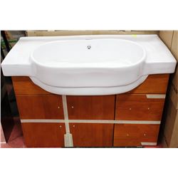 WOOD AND CERAMIC BATHROOM VANITY