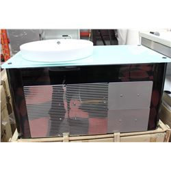 1016:NEW GLASSTOP FLOATING BATHROOM VANITY