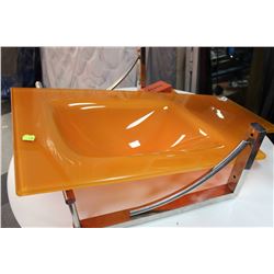 6413 ORANGE GLASS FLOATING BATHROOM VANITY