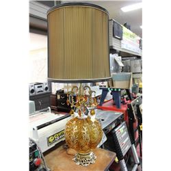 VINTAGE AMBER GLASS LAMP
