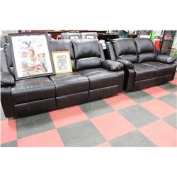 NEW ESPRESSO LEATHER RECLINING SOFA W LOVE SEAT