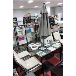 PATIO SET W/ 4 CHAIRS AND UMBRELLA