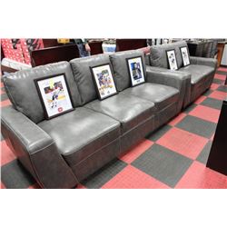 NEW GREY LEATHERETTE SOFA W LOVE SEAT