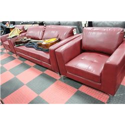 NEW 3 PC RED LEATHERETTE SOFA W 2 CHAIRS